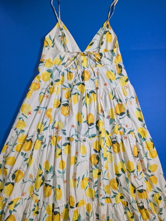 H&M Lemons Dolce Far Niente Tiered Strappy Dress Size M - Picture 5 of 11